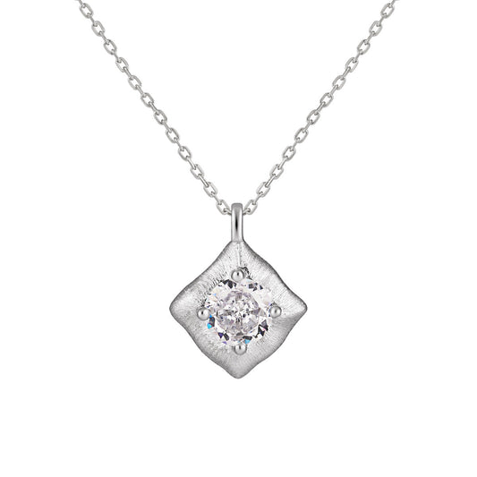 Square Solitaire Pendant Necklace OPHRASTUDIO