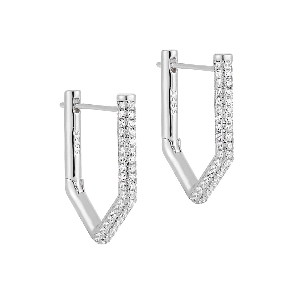 Geometric Pavé Edge Hoop Earrings