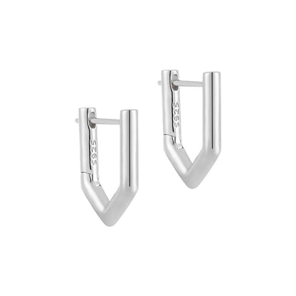 Geometric Pavé Edge Hoop Earrings