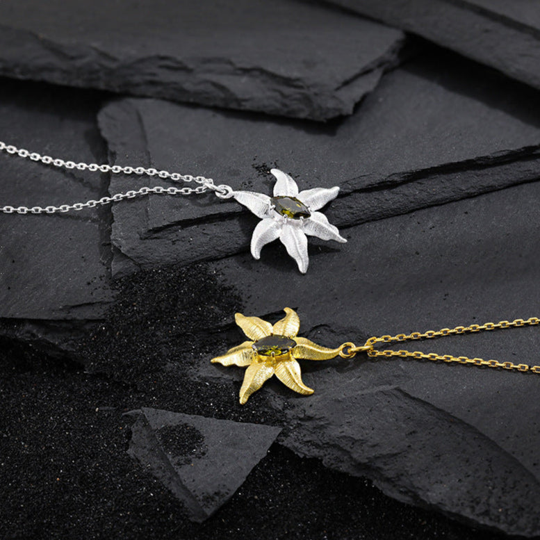 Peridot Starfish Pendant Necklace OPHRASTUDIO