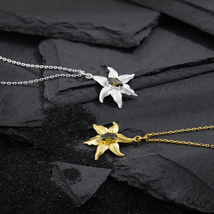 Peridot Starfish Pendant Necklace OPHRASTUDIO