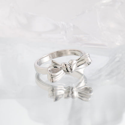 Broken Heart Bow Silver Statement Ring OPHRASTUDIO