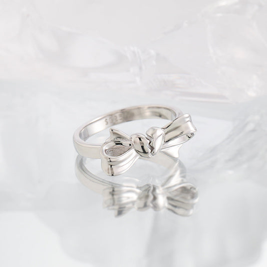 Broken Heart Bow Silver Statement Ring OPHRASTUDIO