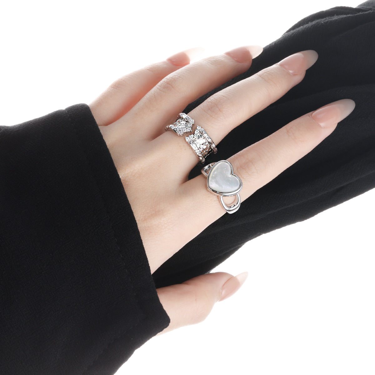 Shimmering Scales Silver Cuff Ring OPHRASTUDIO
