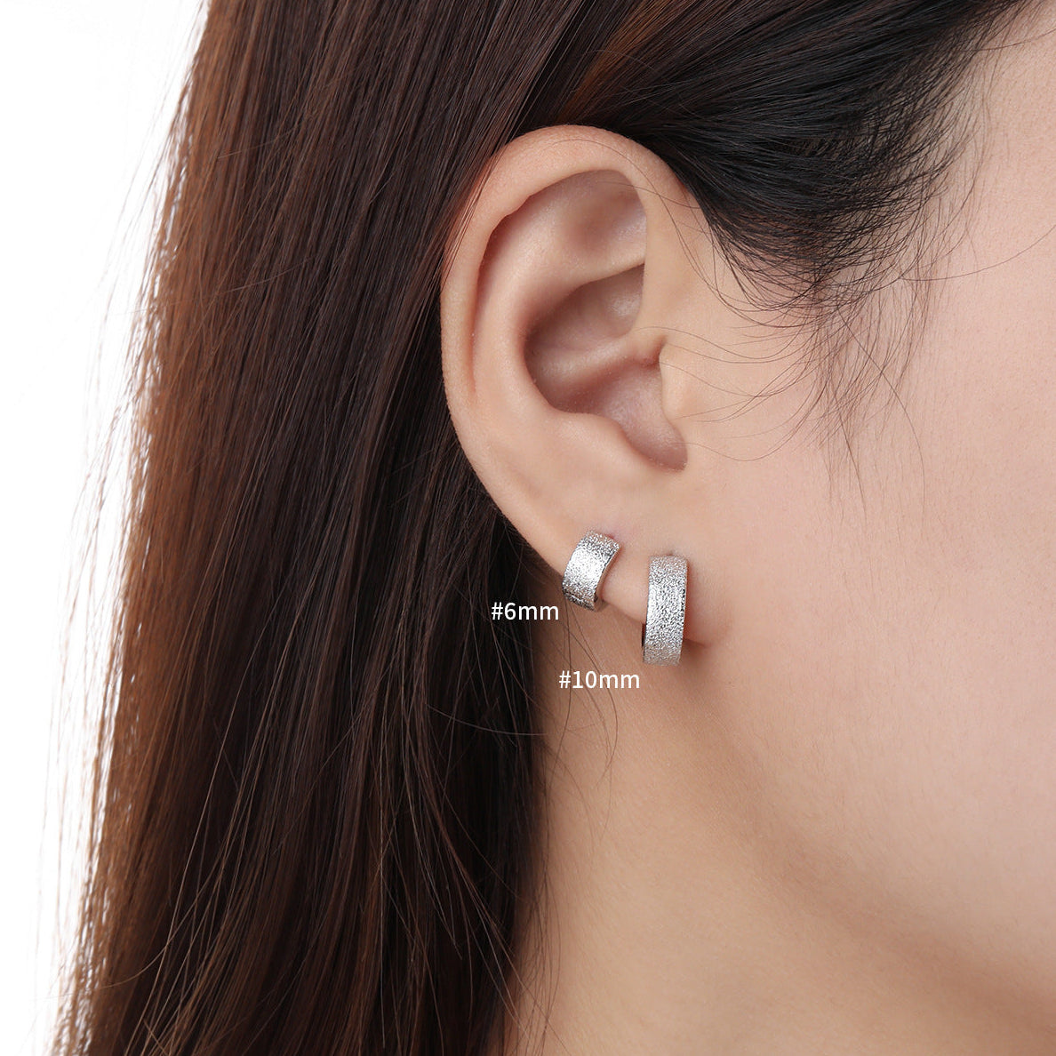 Textured Wide Silver Huggie Earrings OPHRASTUDIO