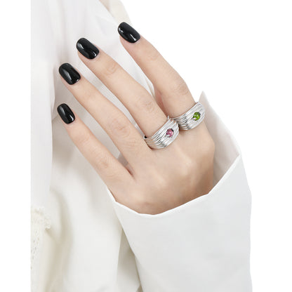 Ripple Crest Glass Stone Statement Ring OPHRASTUDIO