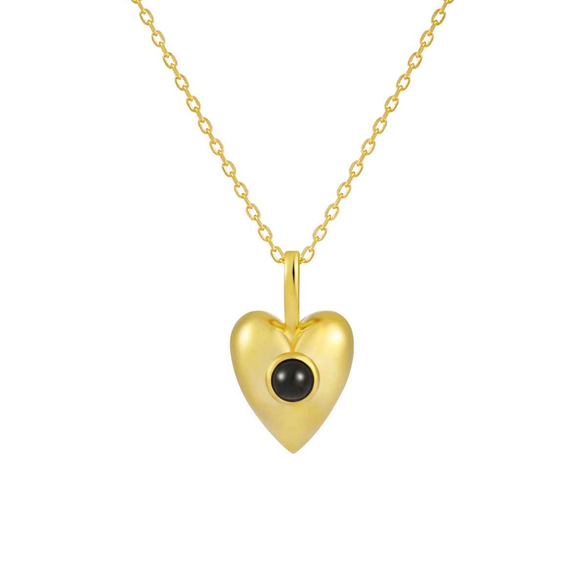 Gemstone Silver Heart Pendant Necklace