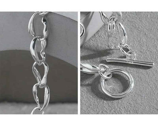 Athena's Ot Buckle Silver Chain Bracelet