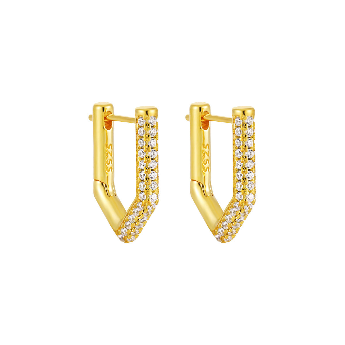 Geometric Pavé Edge Hoop Earrings