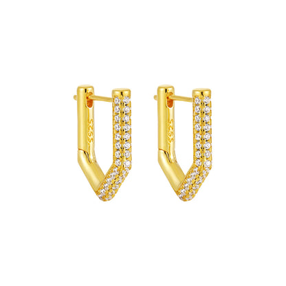 Geometric Pavé Edge Hoop Earrings