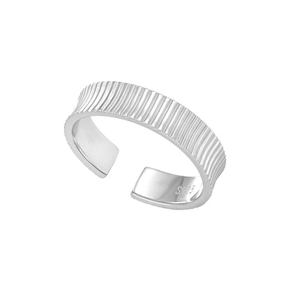 Retro Line Texture Silver Band Ring OPHRASTUDIO
