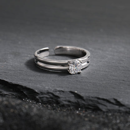 Radiant Grace Solitaire Silver Ring OPHRASTUDIO