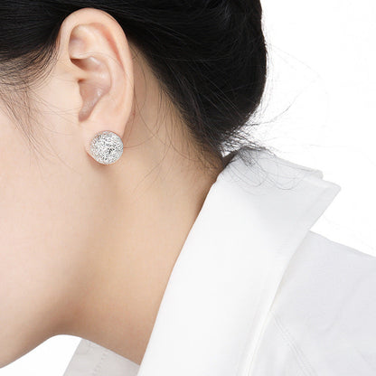 Lumi Shimmer Matte Sphere Silver Stud Earrings OPHRASTUDIO