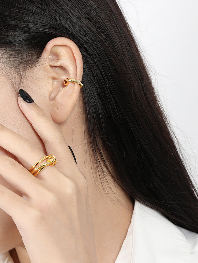 Chunky Silver Ear Cuff Earring OPHRASTUDIO