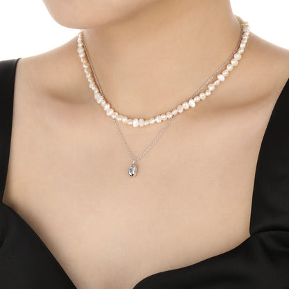 Celestial Spark Zircon Silver Pendant Necklace OPHRASTUDIO