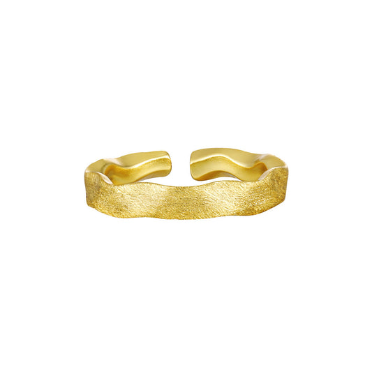 Wrinkled Matte Brushed Silver Band Ring OPHRASTUDIO