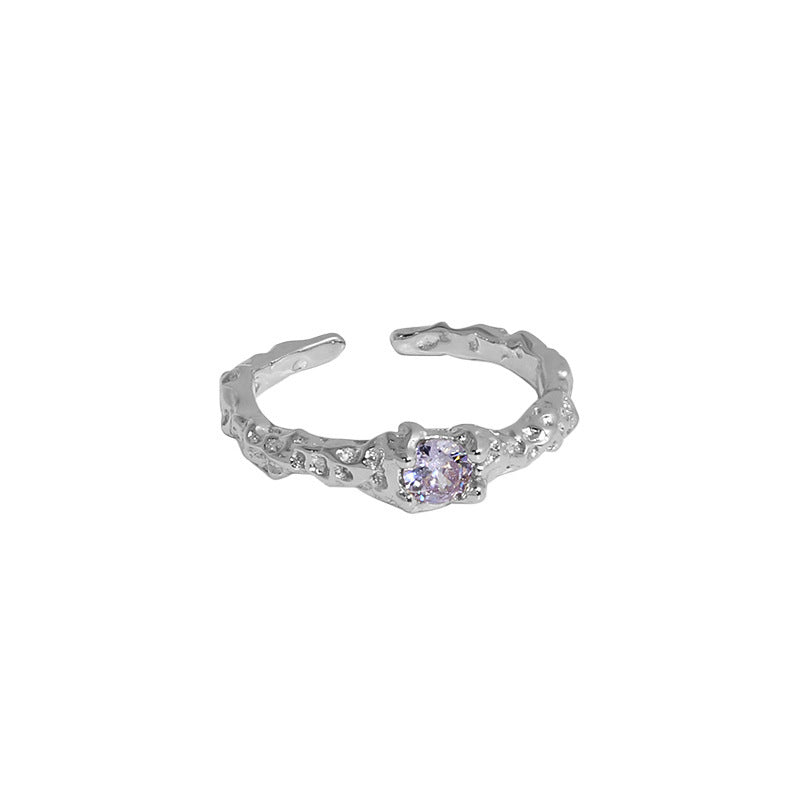 Twilight Spark Pavé Silver Stacking Ring OPHRASTUDIO