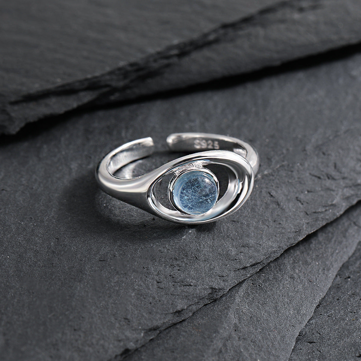 Aquamarine Hollow Statement Ring OPHRASTUDIO
