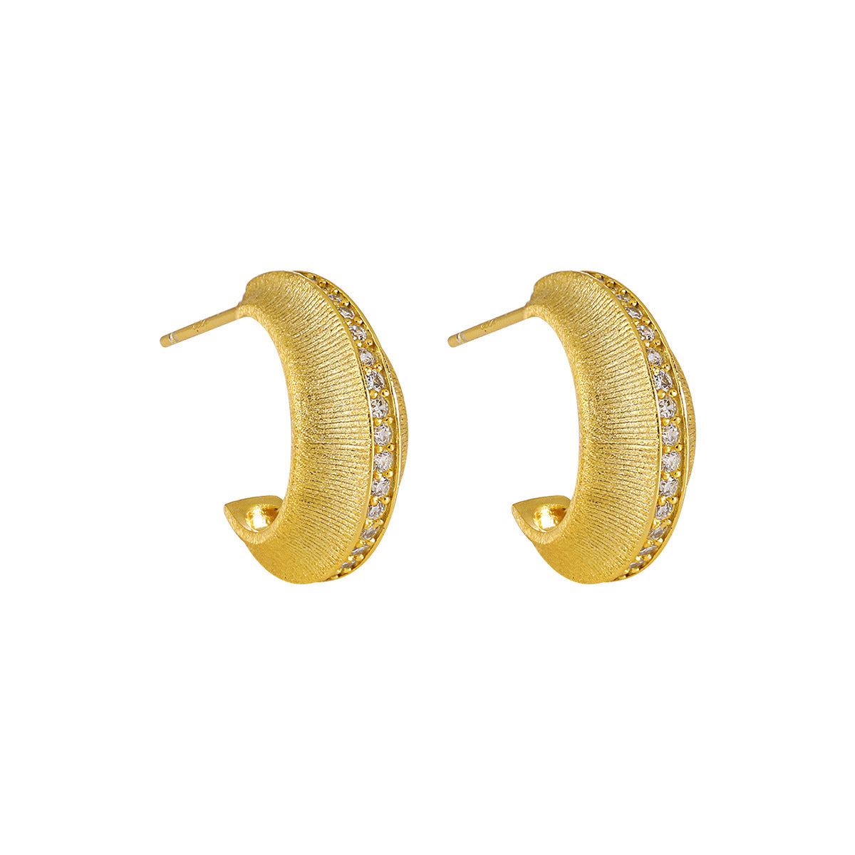 Luminous Brushed Huggie Earrings OPHRASTUDIO