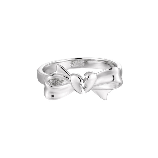 Broken Heart Bow Silver Statement Ring OPHRASTUDIO