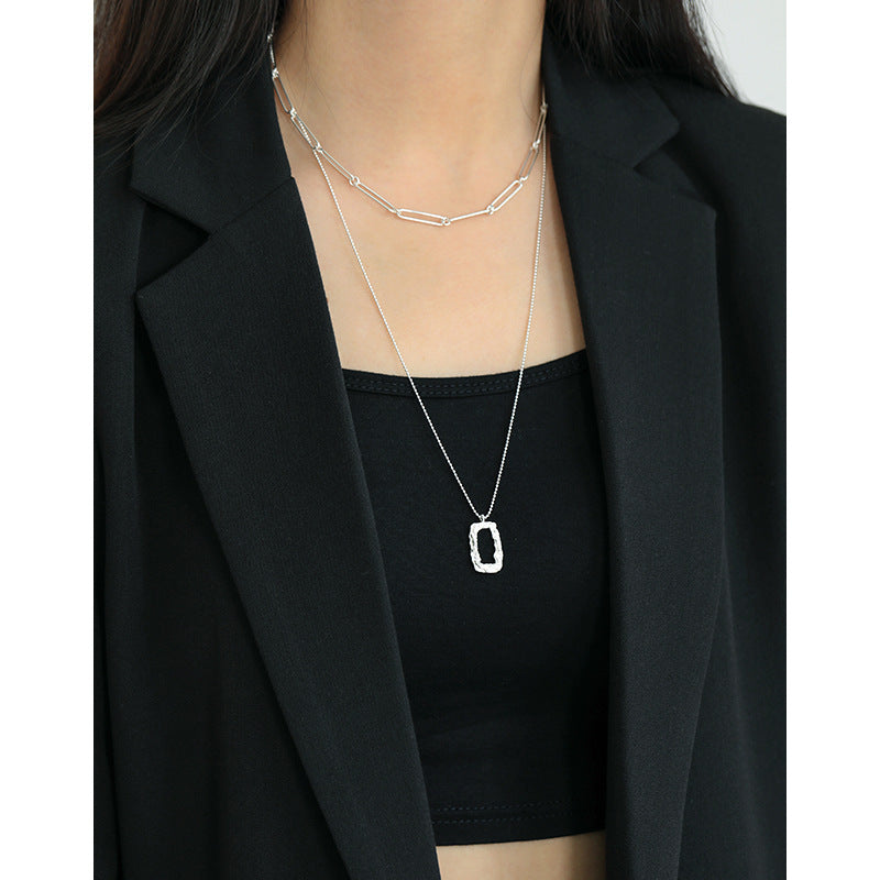 Crumpled Frame Pendant Necklace OPHRASTUDIO