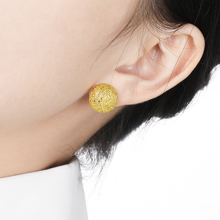 Lumi Shimmer Matte Sphere Silver Stud Earrings OPHRASTUDIO