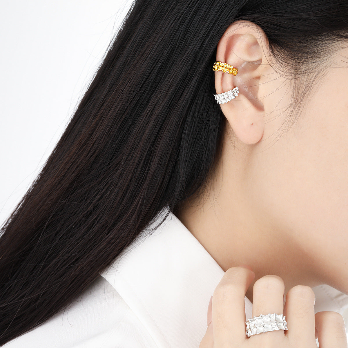 Forest Ridge Texture Ear Cuff Earring OPHRASTUDIO