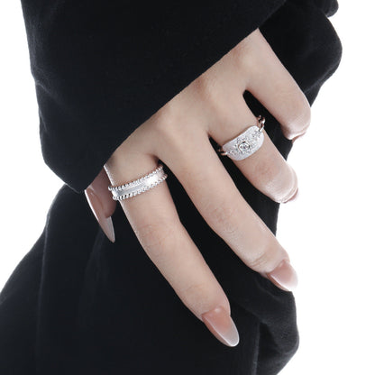 Sunflower Sparkle Silver Signet Ring OPHRASTUDIO