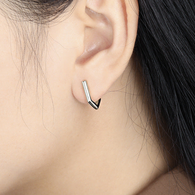 Geometric Pavé Edge Hoop Earrings