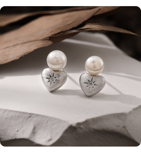 Lustre Heart Sterling Silver Stud Earrings OPHRASTUDIO