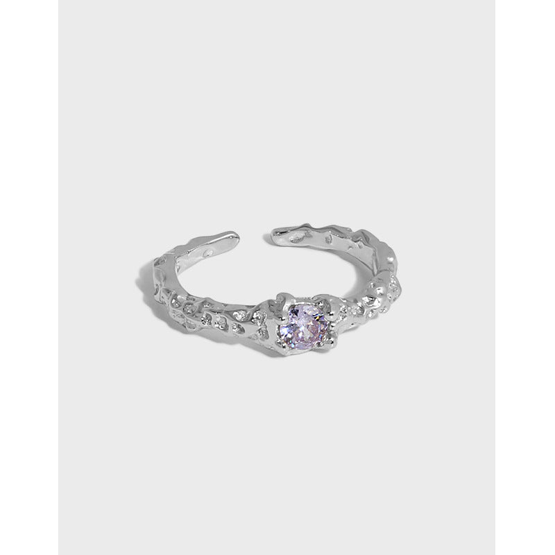 Twilight Spark Pavé Silver Stacking Ring OPHRASTUDIO