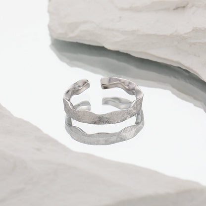 Wrinkled Matte Brushed Silver Band Ring OPHRASTUDIO