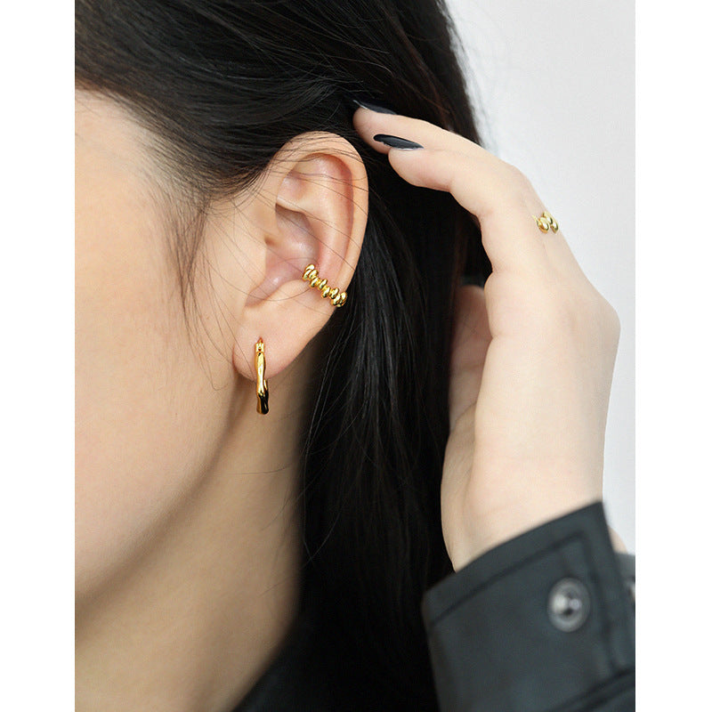 Beaded Sterling Silver Ear Cuff Earring OPHRASTUDIO