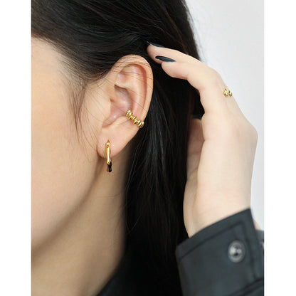 Beaded Sterling Silver Ear Cuff Earring OPHRASTUDIO