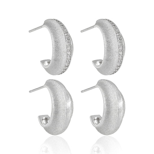 Luminous Brushed Huggie Earrings OPHRASTUDIO