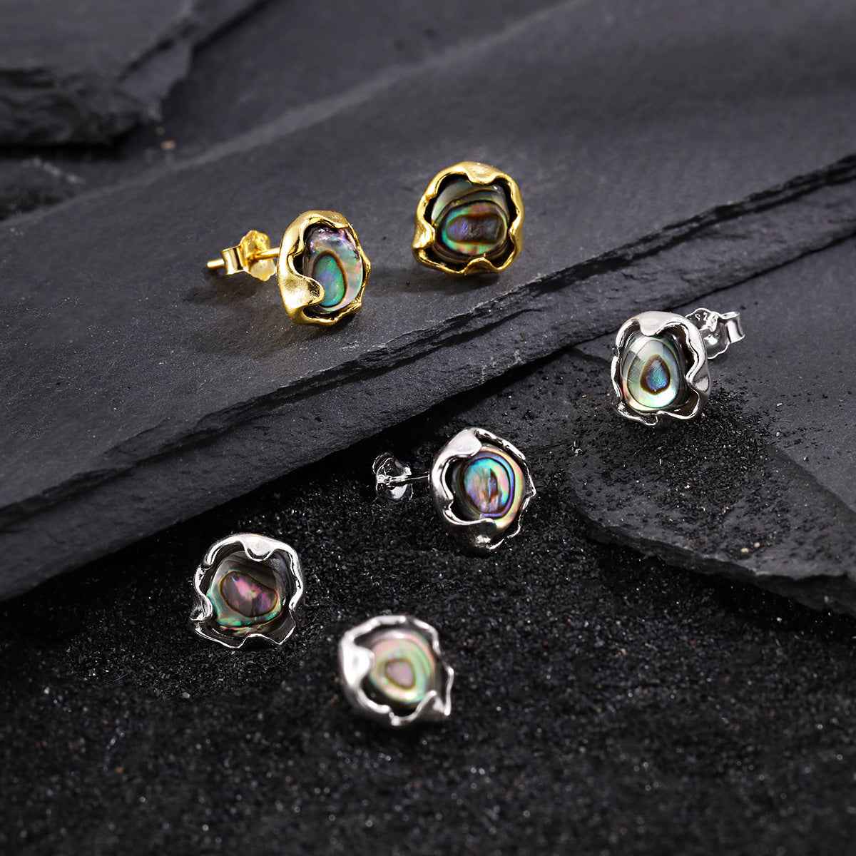 Orecchini Artigianali di Moda con Design Rotondo, Ovale e a Cuore in Conchiglia di Abalone e Madreperla Orecchini Artigianali di Moda con Design Rotondo, Ovale e a Cuore in Conchiglia di Abalone e Madreperla
