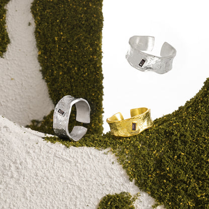 Sculpted Edge Baguette Zirconia Statement Ring OPHRASTUDIO