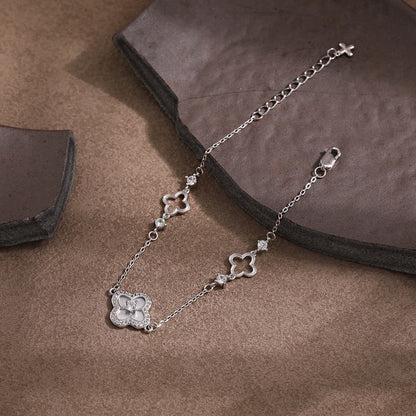 Mother-of-Pearl Clover Silver Bracelet OPHRASTUDIO