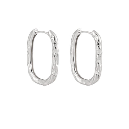 Textured Flow Sterling Silver Hoop Earrings