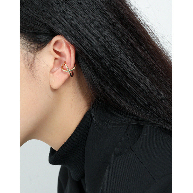 Sleek X-Curve Ear Cuff Earring OPHRASTUDIO