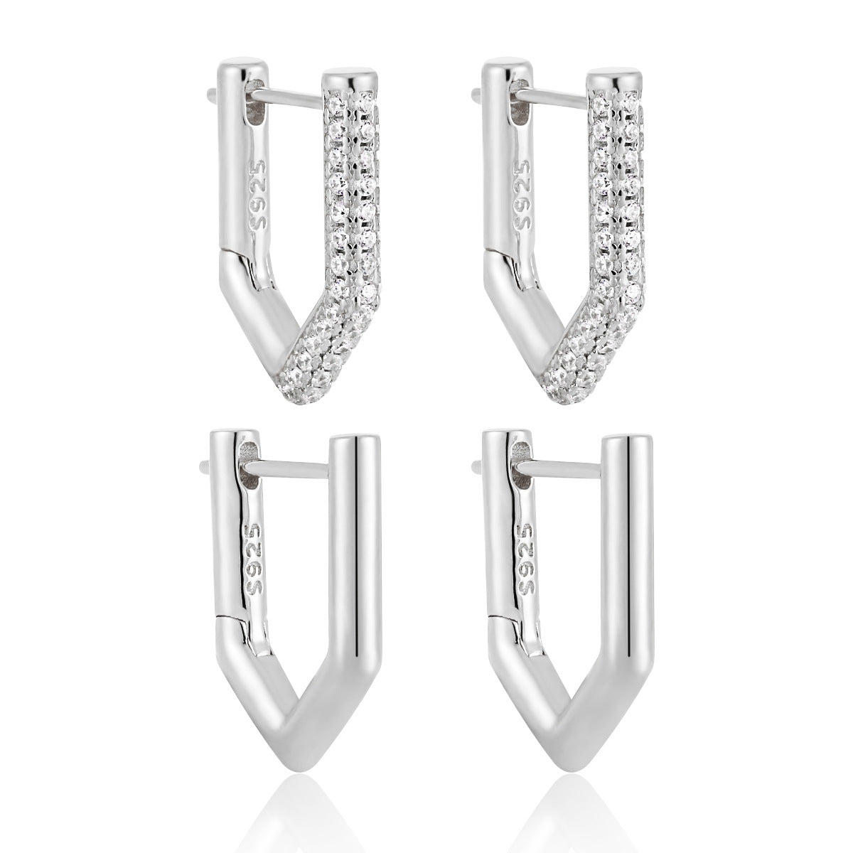 Geometric Pavé Edge Hoop Earrings