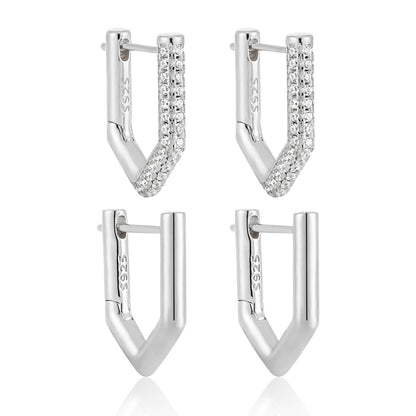Geometric Pavé Edge Hoop Earrings