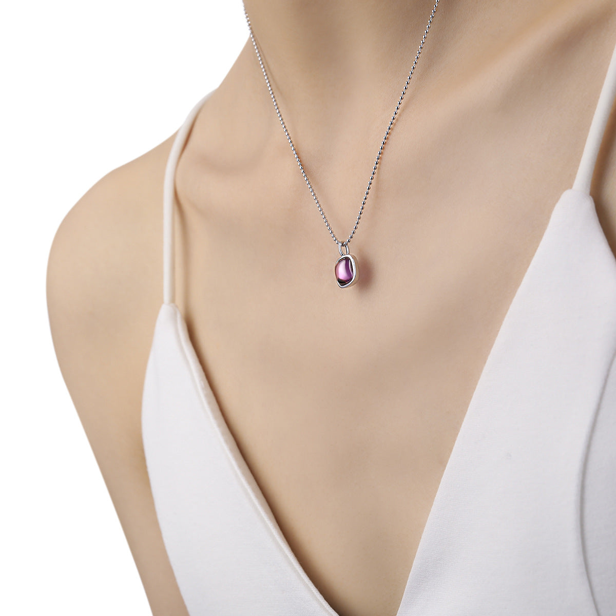 Ametrine Glow Natural Amethyst Silver Necklace OPHRASTUDIO