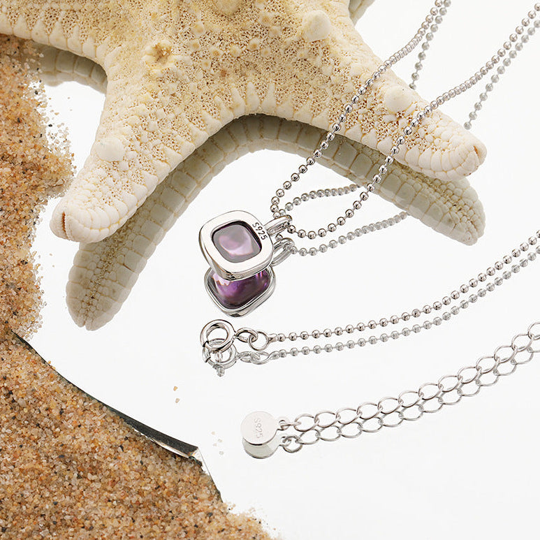 Ametrine Glow Natural Amethyst Silver Necklace OPHRASTUDIO