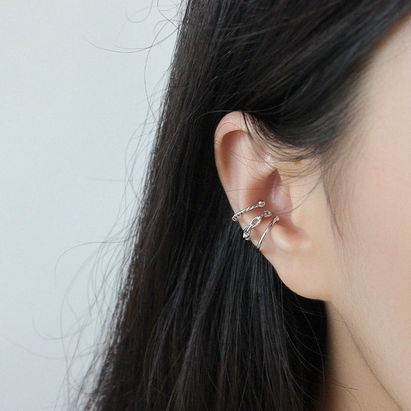 Minimalist Sterling Silver Ear Cuff Earrings OPHRASTUDIO