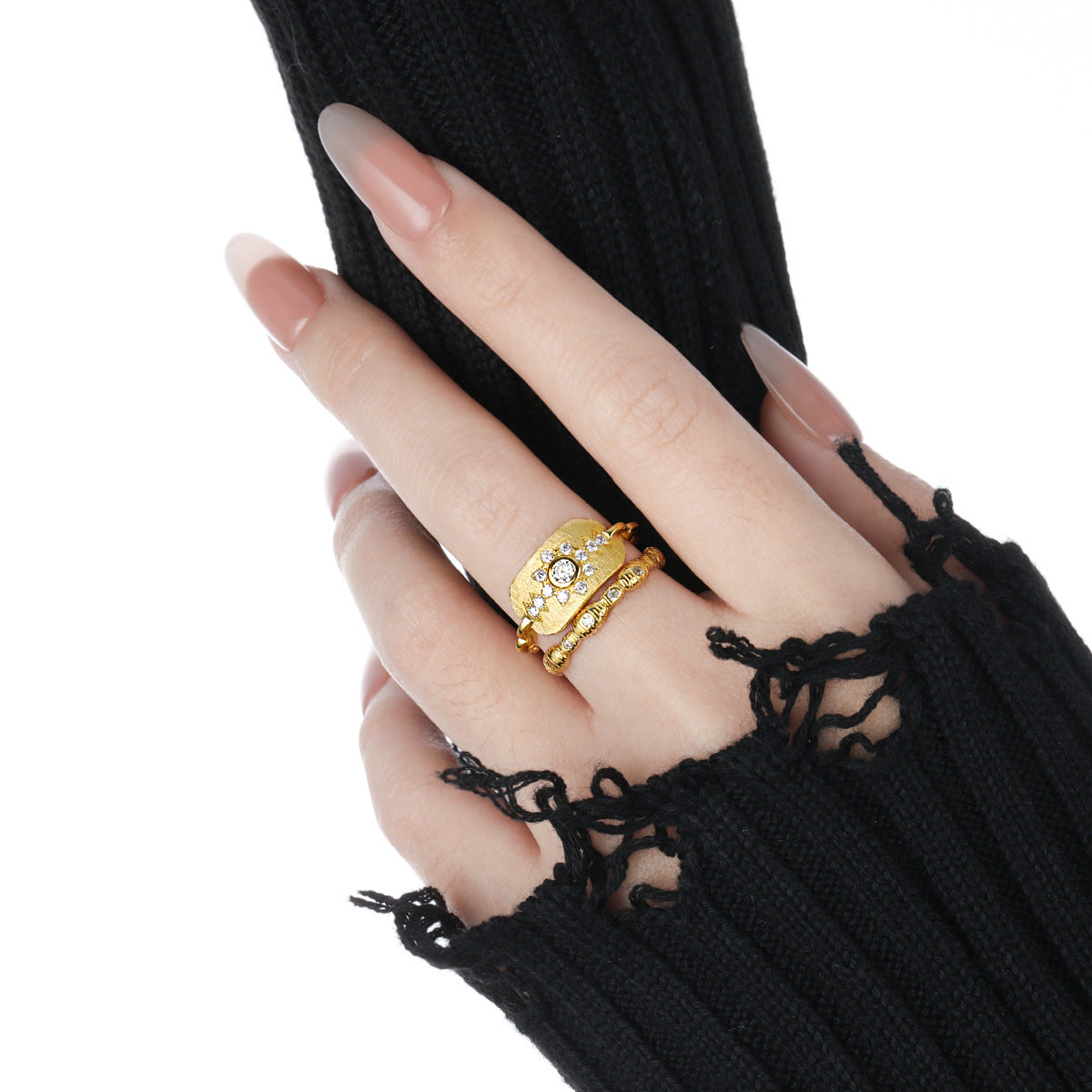 Sunflower Sparkle Silver Signet Ring OPHRASTUDIO
