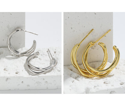 Layered Wrap C-Hoop Earrings OPHRASTUDIO