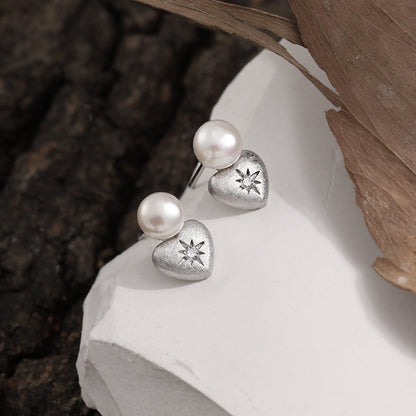 Lustre Heart Sterling Silver Stud Earrings OPHRASTUDIO