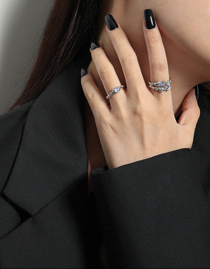 Twilight Spark Pavé Silver Stacking Ring OPHRASTUDIO