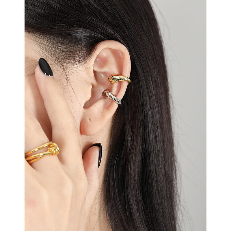 Chunky Silver Ear Cuff Earring OPHRASTUDIO